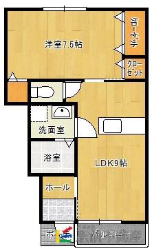 レアルブロン(1LDK/1階)の間取り写真