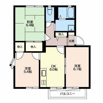 笹川ロッジC棟(3DK/2階)の間取り写真
