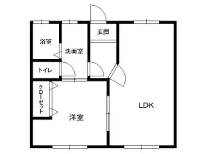 サクラコーポ石堂(1LDK/2階)の間取り写真