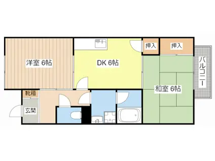 ハイツKII(2DK/2階)の間取り写真
