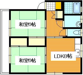 第1高橋ビル(2LDK/3階)の間取り写真