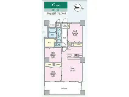 PJツリーネスト(3LDK/7階)の間取り写真