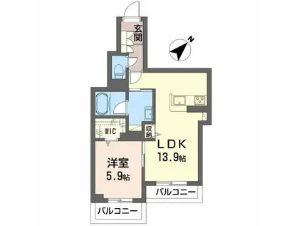 フィグ古江東町(1LDK/3階)の間取り写真