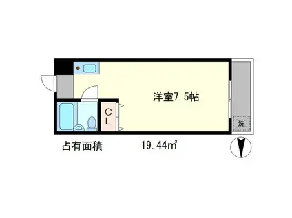 リンデンバウム(1K/3階)の間取り写真