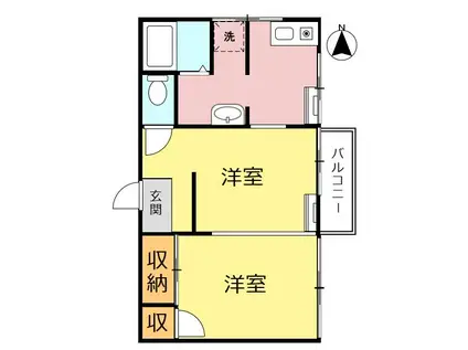 本町ハイツ(ワンルーム/2階)の間取り写真