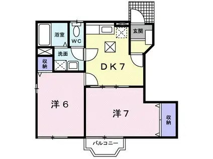 グランシャリオA(2DK/1階)の間取り写真