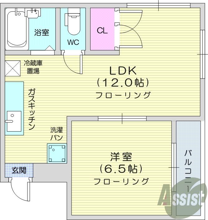 中倉麻布マンション(1LDK/4階)の間取り写真