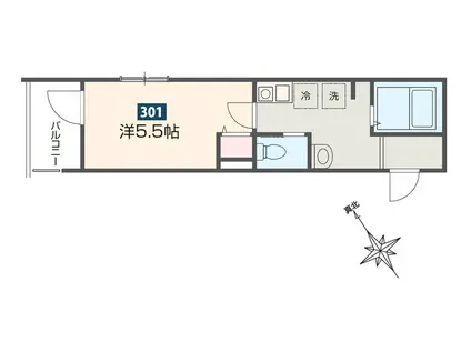 メルディア相模大野(1K/3階)の間取り写真