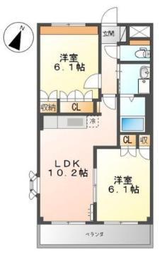 ラングウッド(2LDK/2階)の間取り写真