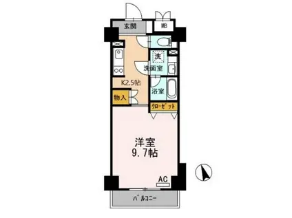 T2 FLAT(1K/3階)の間取り写真
