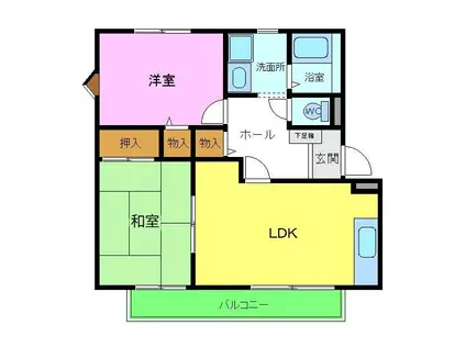 ブラウンヒルズ東山B棟(2LDK/1階)の間取り写真