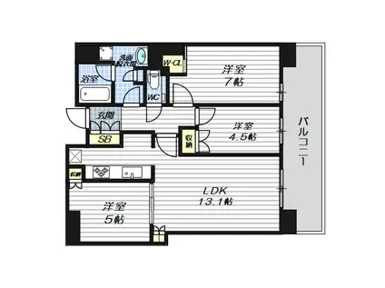 ザ・パークハウス中之島タワー(3LDK/33階)の間取り写真