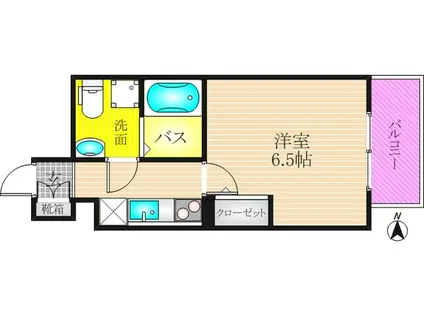 ラシュレエグゼ天王寺(1K/4階)の間取り写真