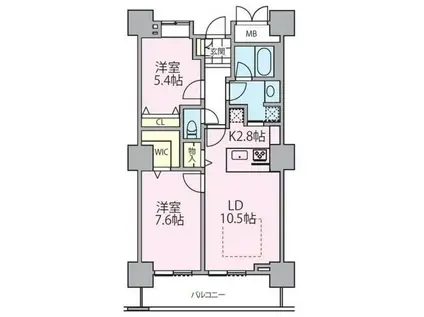 ロイヤルパークスタワー南千住(2LDK/13階)の間取り写真