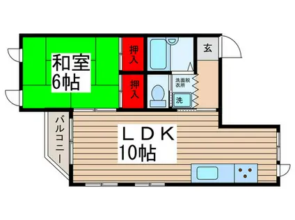 誠厚ビル(1LDK/2階)の間取り写真