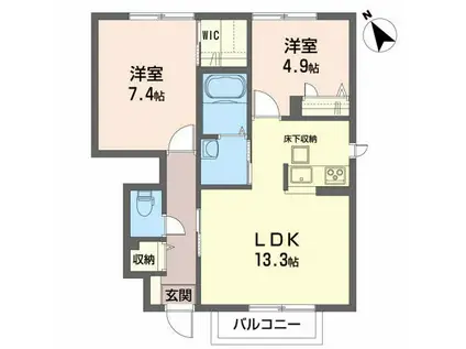 ヴィラ・グランデA(2LDK/1階)の間取り写真