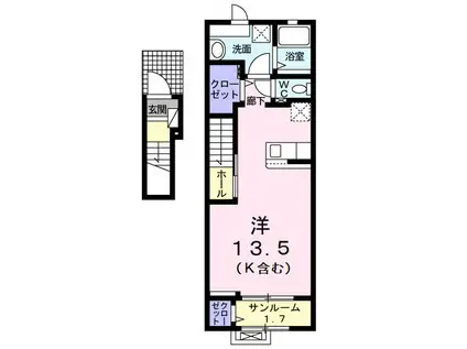 エクラテラス B(ワンルーム/2階)の間取り写真