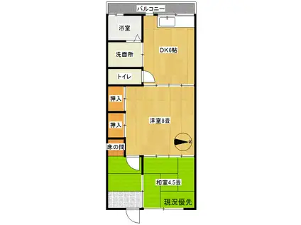 蜜蜂アパート(2DK/2階)の間取り写真