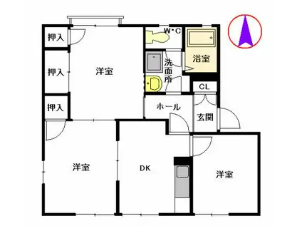 フレグランスひろせ B棟(3K/1階)の間取り写真