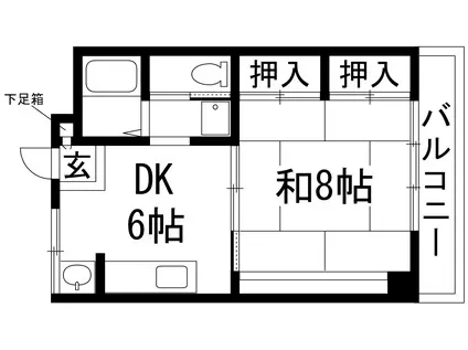 メゾンイン宝塚(1DK/2階)の間取り写真