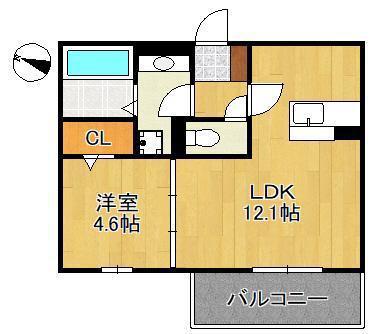 MER行事 A棟(1LDK/3階)の間取り写真