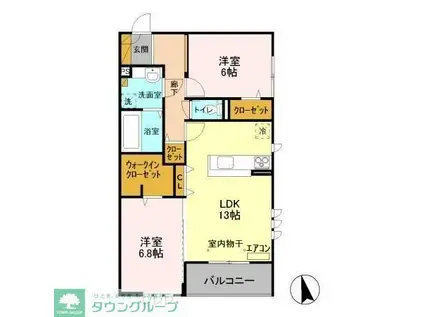 ピアチェーレI(2LDK/3階)の間取り写真