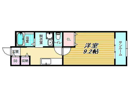 ハイツ桂III(1K/1階)の間取り写真