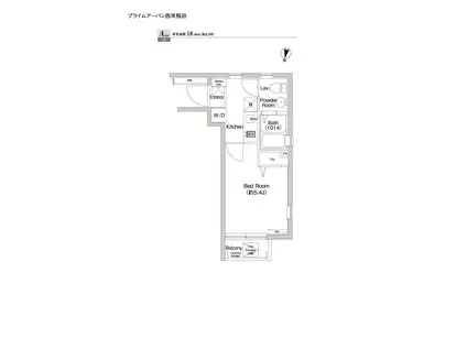 プライムアーバン西早稲田(1K/3階)の間取り写真