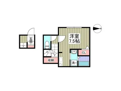 カサーディア宮元(ワンルーム/2階)の間取り写真