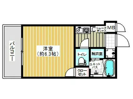 エステムコート神戸ハーバーランド前Ⅱ(1K/10階)の間取り写真