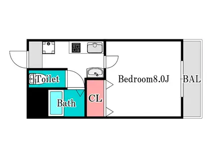 HILL COLLEGE DUO(1K/2階)の間取り写真
