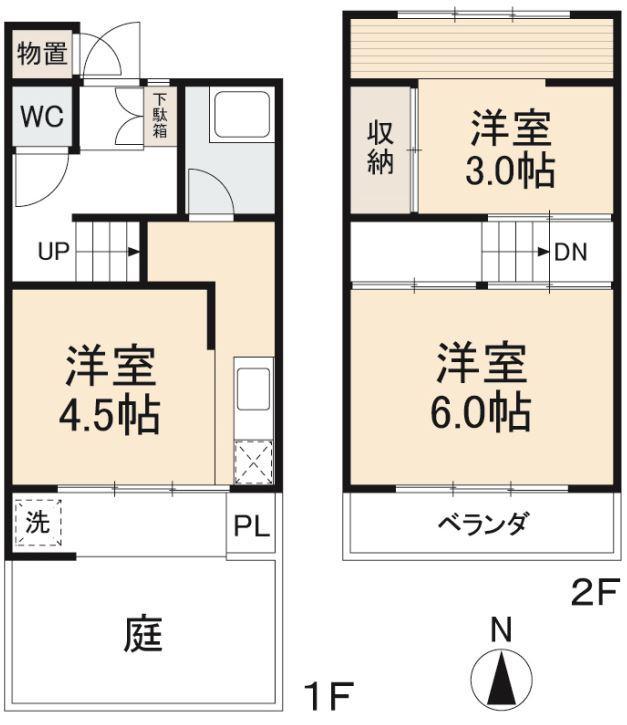 木太アパート(3K/1階)の間取り写真