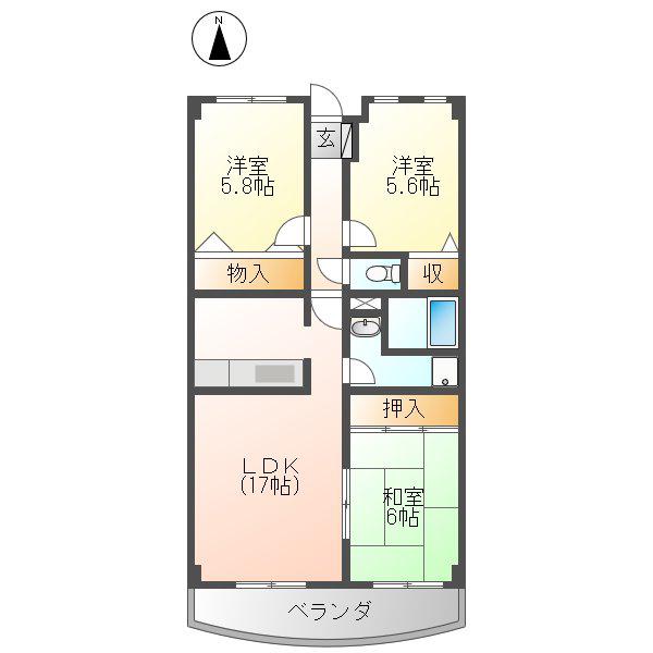 グランプラス西島(3LDK/5階)の間取り写真