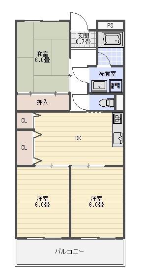 サンピース(3DK/3階)の間取り写真