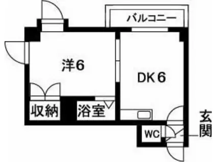 グレースコート(1DK/2階)の間取り写真