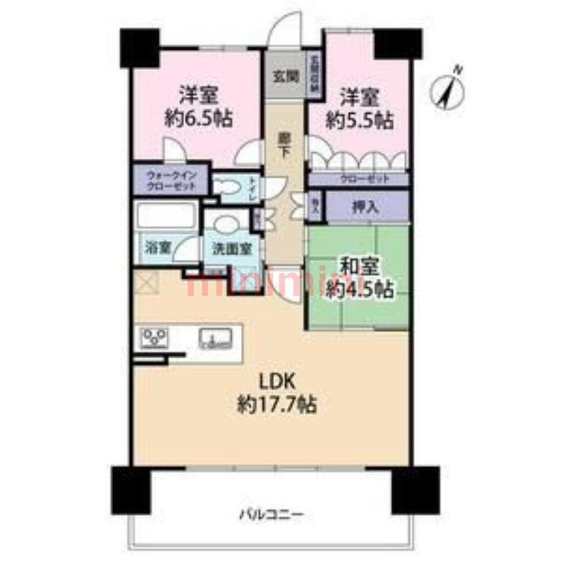 ライオンズ茨木ニューシティB街区(3LDK/4階)の間取り写真