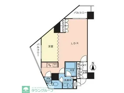 エクセレント麻布十番(1LDK/9階)の間取り写真