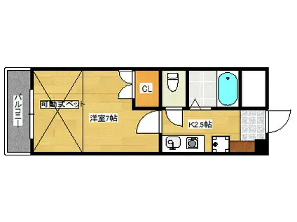 ビバーチェ堀越(1K/4階)の間取り写真