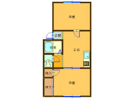 筑波トーヨーハイツ(2DK/1階)の間取り写真