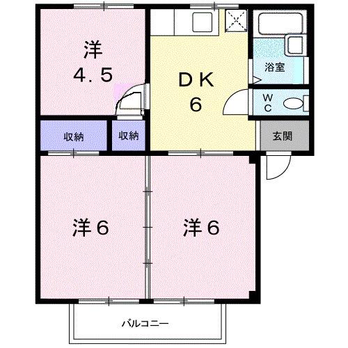 シティハイツみのかみA(3DK/2階)の間取り写真