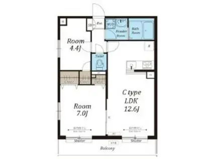 RICCOII(1SLDK/1階)の間取り写真