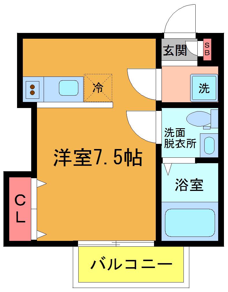 ブランノワール船橋(ワンルーム/3階)の間取り写真