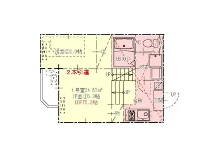 ハーモニーテラス伝馬III(2K/2階)の間取り写真