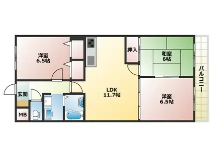 レア・シャトーシンワ(3LDK/1階)の間取り写真
