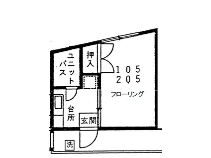 メゾンTS第2(1K/1階)の間取り写真