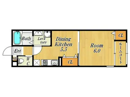 レトア福島(1DK/2階)の間取り写真