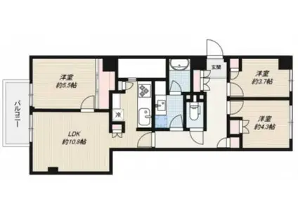 インプルーブ西早稲田(2LDK/2階)の間取り写真