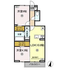 ロイヤルタウン上峰 B(2LDK/1階)の間取り写真