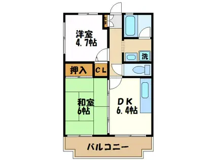 レーヴ仲町台(2DK/4階)の間取り写真