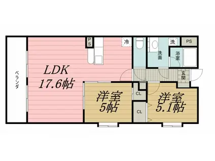 ラ・プルミエール(2LDK/3階)の間取り写真